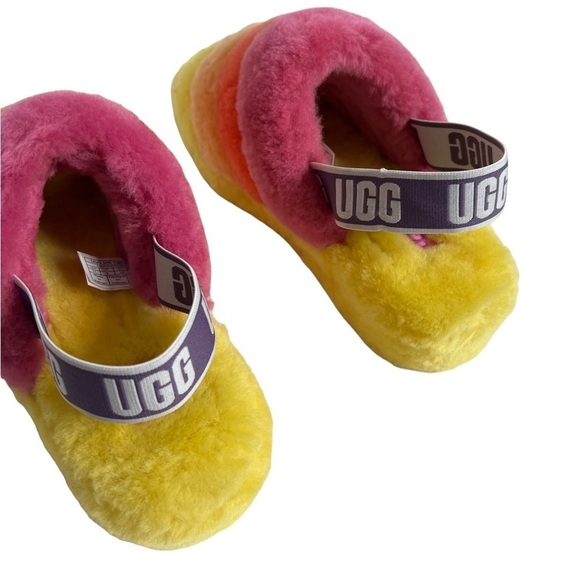 UGG Rainbow Women’s Fluff Yeah Slide Slipper Shoes - Picture 8 of 15